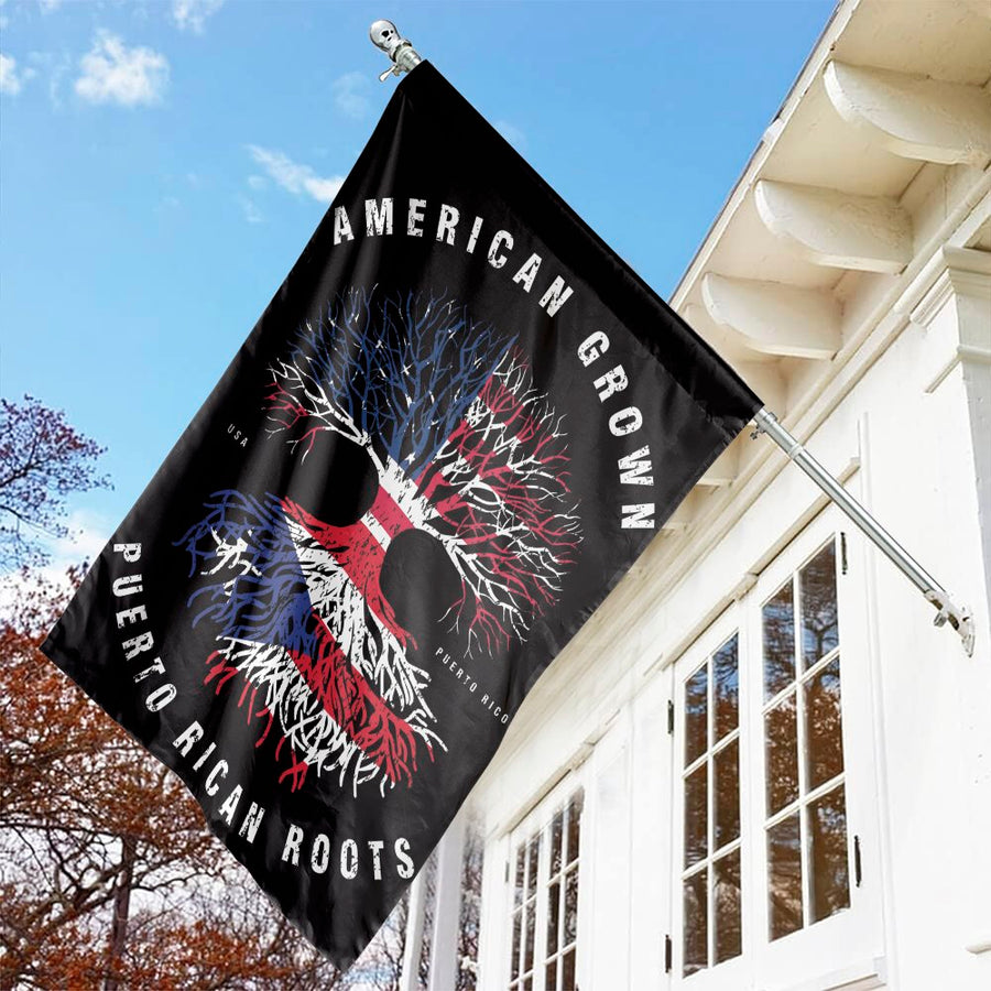 American Grown Puerto Rican Roots Flag | Tree of Life Dual Heritage Design | Weather-Resistant Premium Polyester | Patriotic House Decor Gift for Puerto Ricans