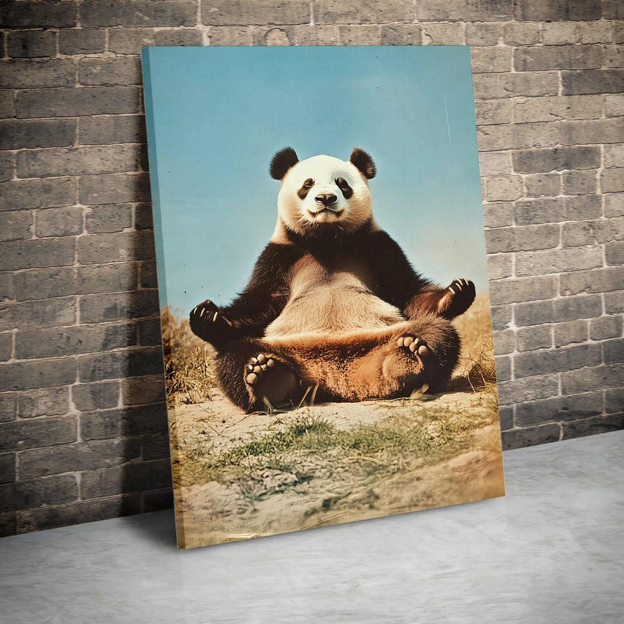 Meditating Panda Wall Art | Yoga Pose Zen Animal Decor | Premium 1.25" Gallery Canvas Print | Peaceful Office or Living Room Gift