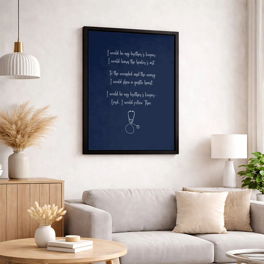 Nurse Prayer Canvas Wall Art | Healer's Art Stethoscope Quote | Premium Gallery Wrapped Decor | Meaningful Graduation Gift for Nurses