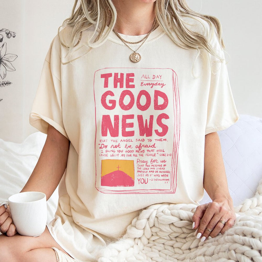 The Good News Christian T-Shirt | Scripture Verse Faith Graphic Design | Soft 100% Cotton Premium Tee | Faith-Based Inspirational Religious Gift