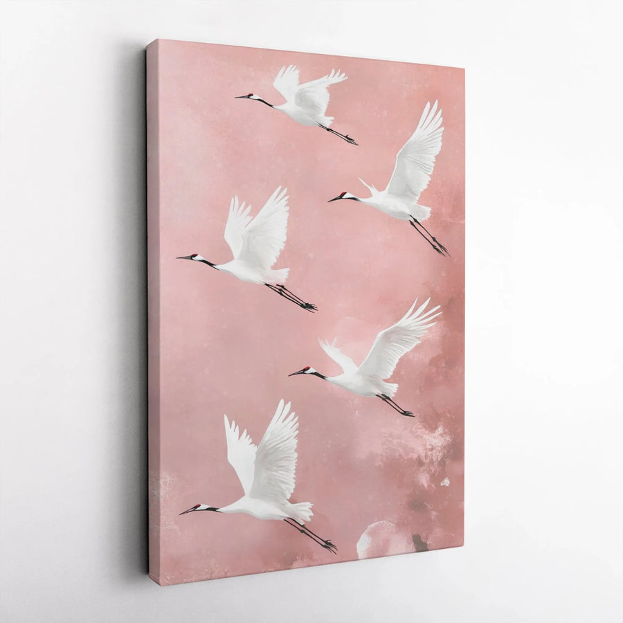 Japanese Crane Wall Art | Minimalist Bird Canvas Print | Fade-Resistant Gallery Wrapped Decor | Zen Living Room Aesthetic Gift
