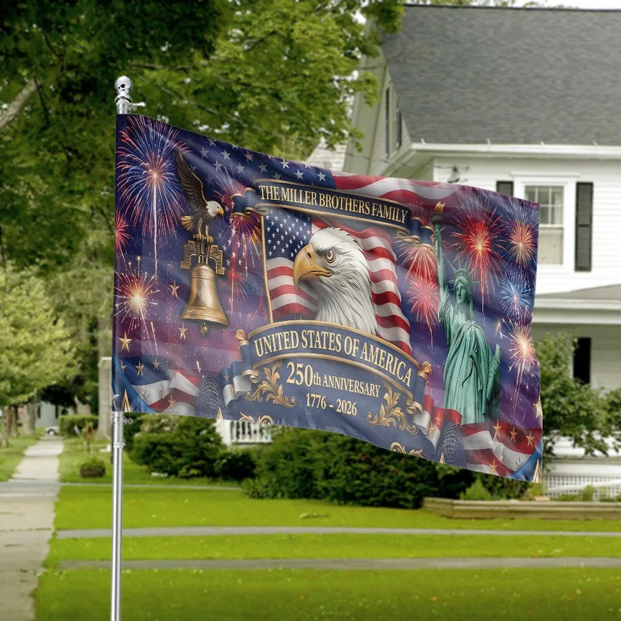 America 250th Anniversary House Flag | Patriotic Eagle & Liberty Bell Design | Double Sided Weather-Resistant Polyester | Commemorative 1776-2026 Collector's Gift