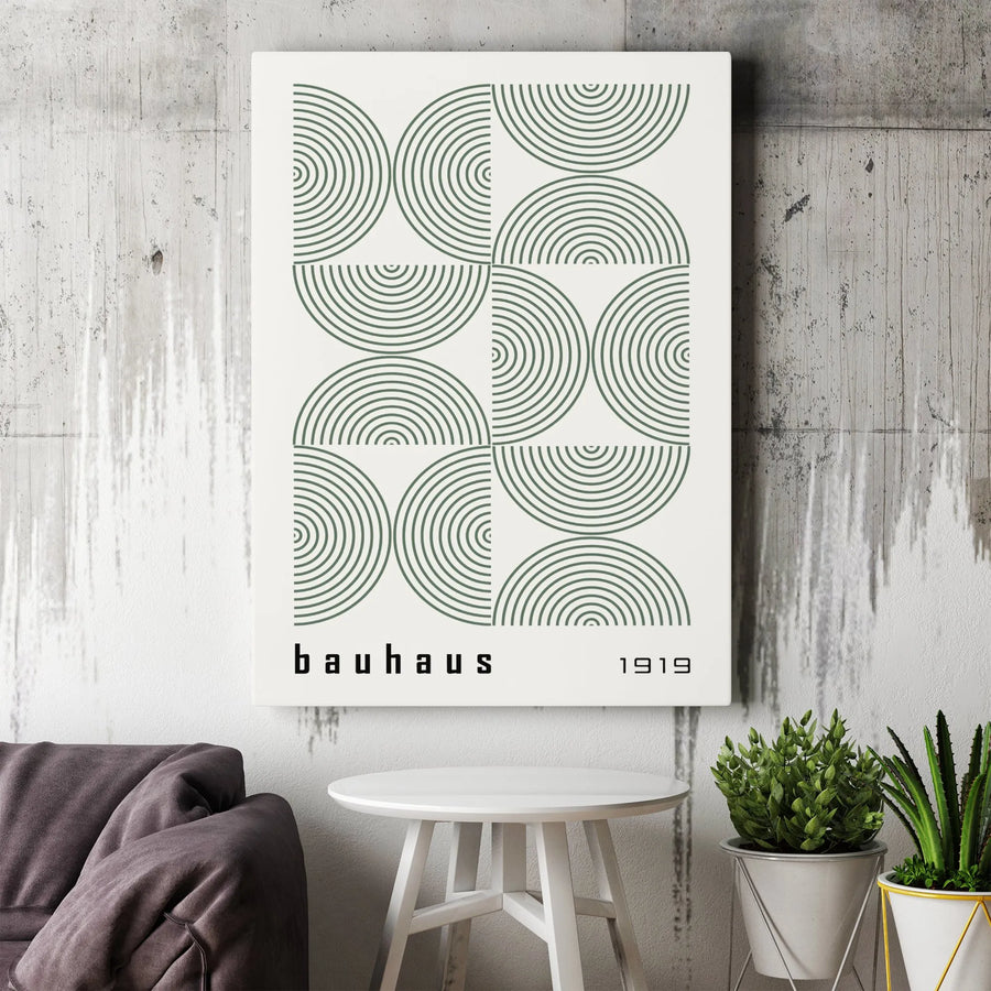 Bauhaus Geometric Wall Art | Minimalist Semi-Circle Abstract Print | Premium Gallery Canvas | Modern Home Decor Gift
