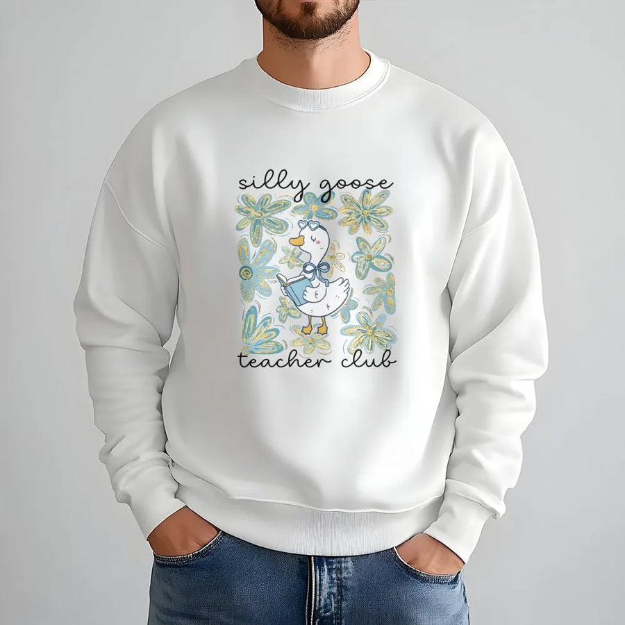 Silly Goose Teacher Club Shirt | Floral Goose Comfort Colors Tee | Premium Cotton | Gift for New Elementary School Teacher
