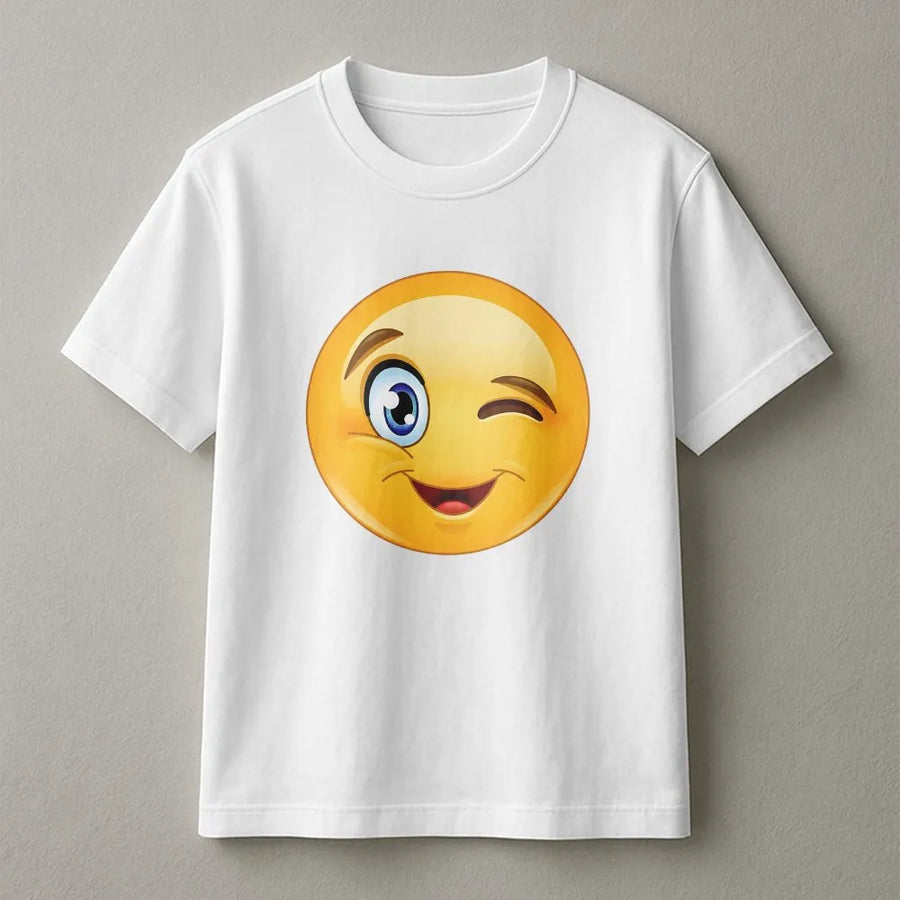 Winking Smiley Face T-Shirt | Cute Emoji Graphic Tee | 100% Soft Cotton | Unisex Streetwear Gift for Happy Vibes
