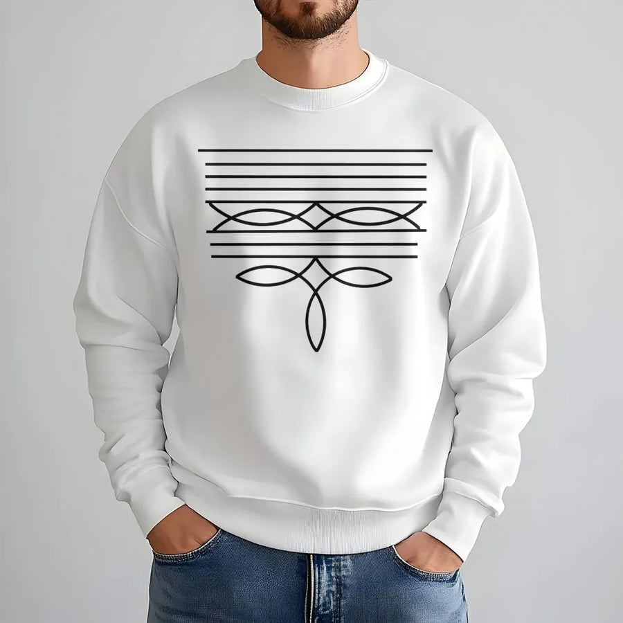 Western Boot Stitch Sweatshirt | Minimalist Cowgirl Line Art Graphic | Premium Cotton Blend | Country Concert Apparel Gift for Women