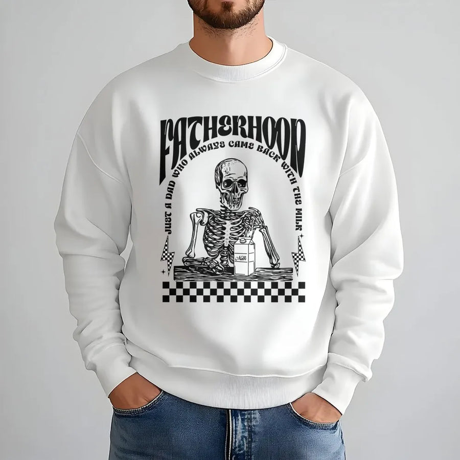 Fatherhood Sweatshirt | Funny Skeleton Dad Graphic Tee | Premium Cotton Blend Cozy Crewneck | Unique Father's Day 2026 Gift for Dads