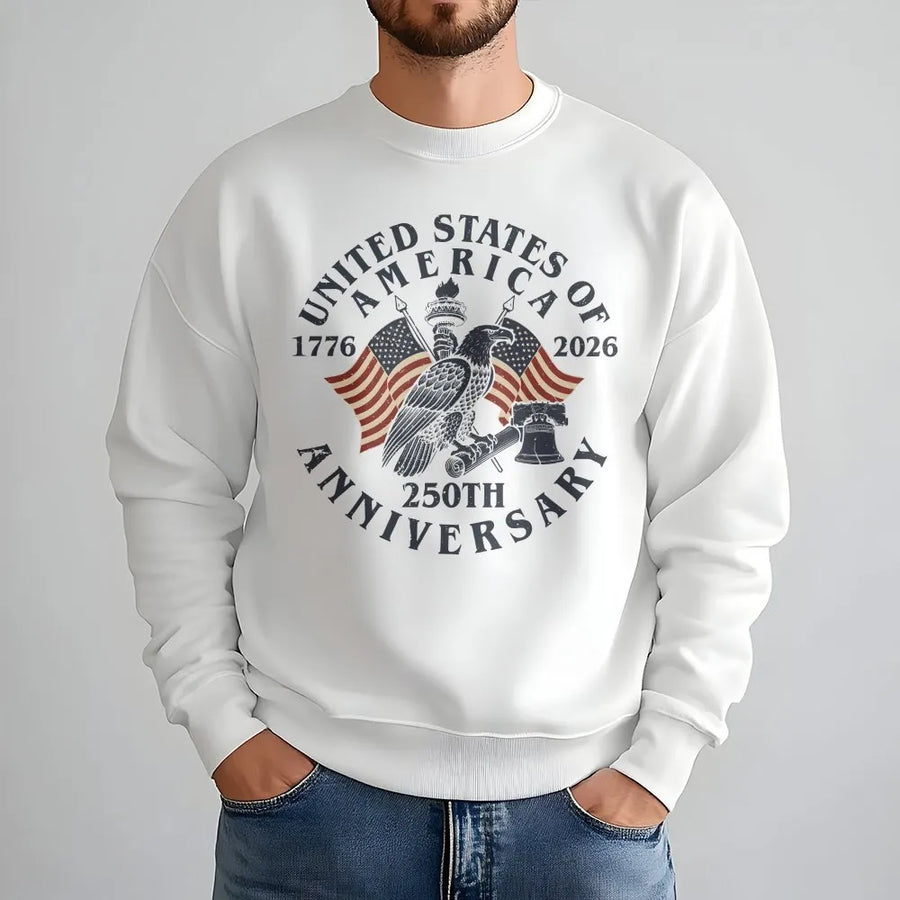 USA 250th Anniversary Sweatshirt | Vintage American Flag Eagle Graphic | Premium Cotton Blend | Patriotic Collector's Gift for Men and Women