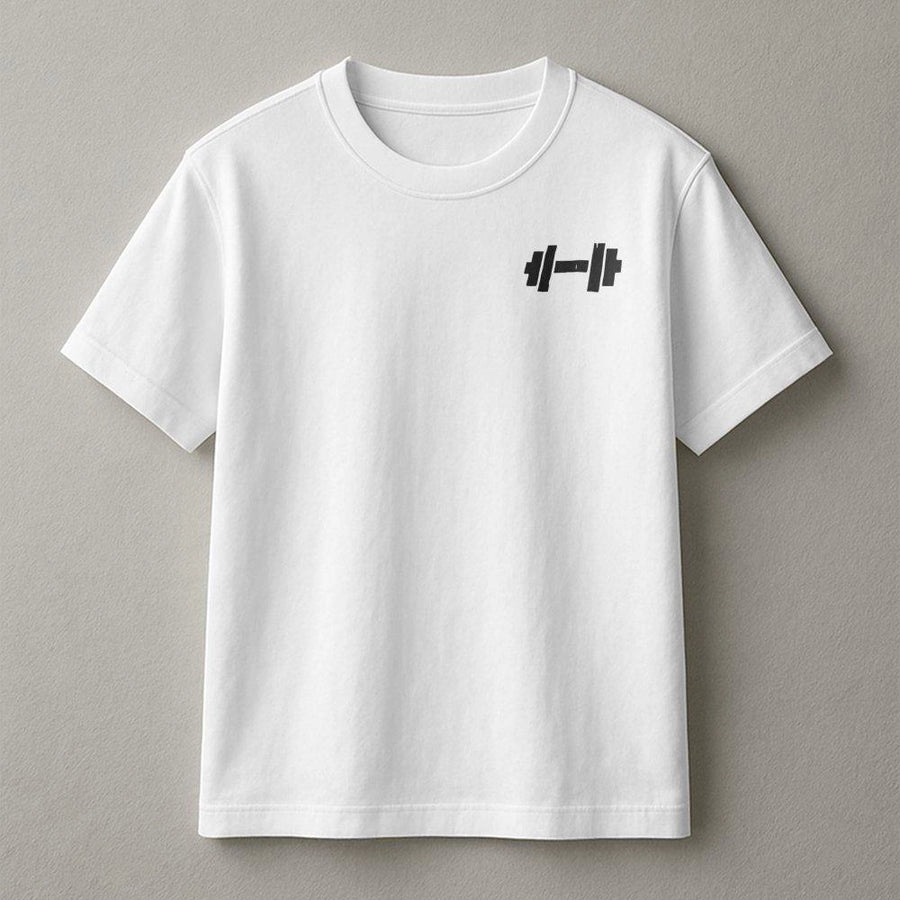 Dumbbell Graphic T-Shirt | Minimalist Weightlifting Fitness Logo | Premium Soft Cotton Tee | Perfect Gym Workout Gift for Men and Women