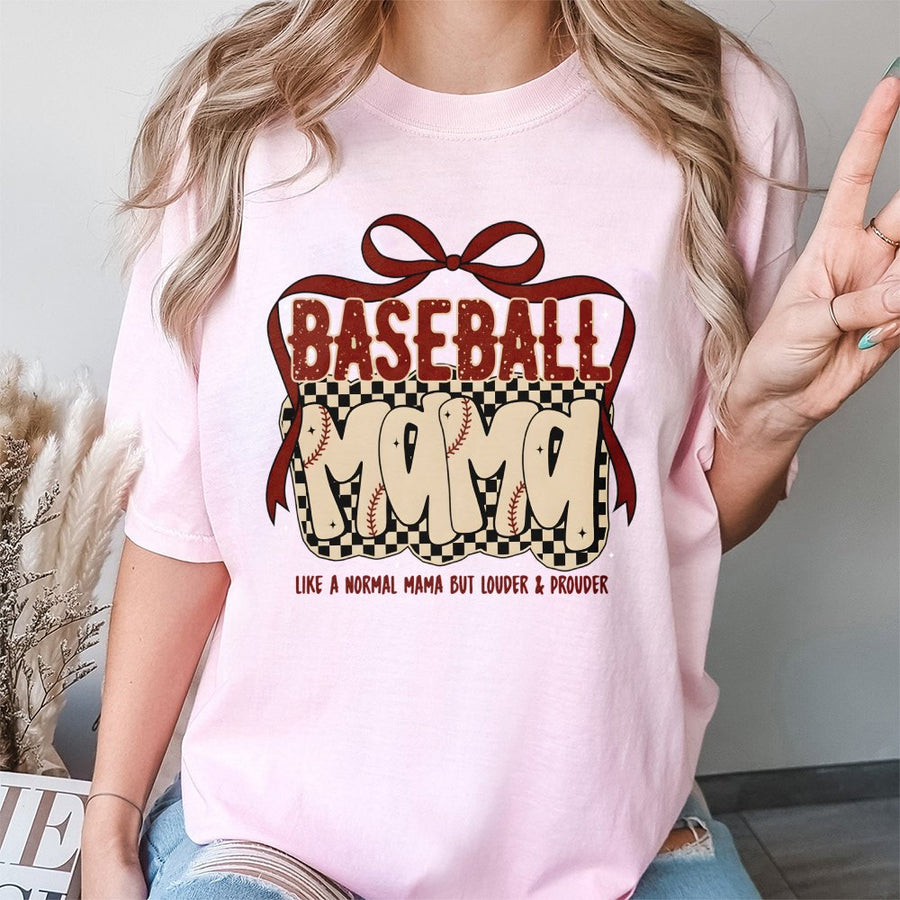 Baseball Mama T-Shirt | Louder & Prouder Game Day Design | Premium 100% Cotton | Gift for Baseball Mom and Sports Fan