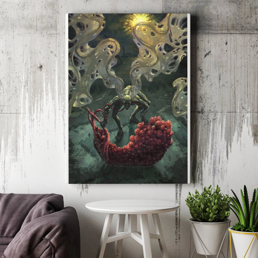 Dark Fantasy Monster Vertical Canvas | Surreal Eldritch Creature Art | Premium Gallery Wrap Canvas | Gothic Home Decor Collector's Gift