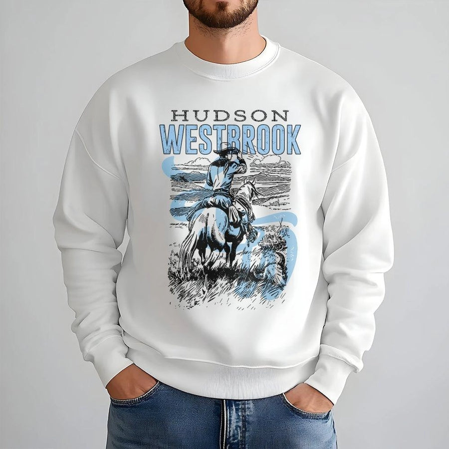 Western Cowboy Sweatshirt | Vintage Rodeo Horse Graphic Print | Premium Cotton Blend Crewneck | Gift for Country Music Lovers & Ranchers