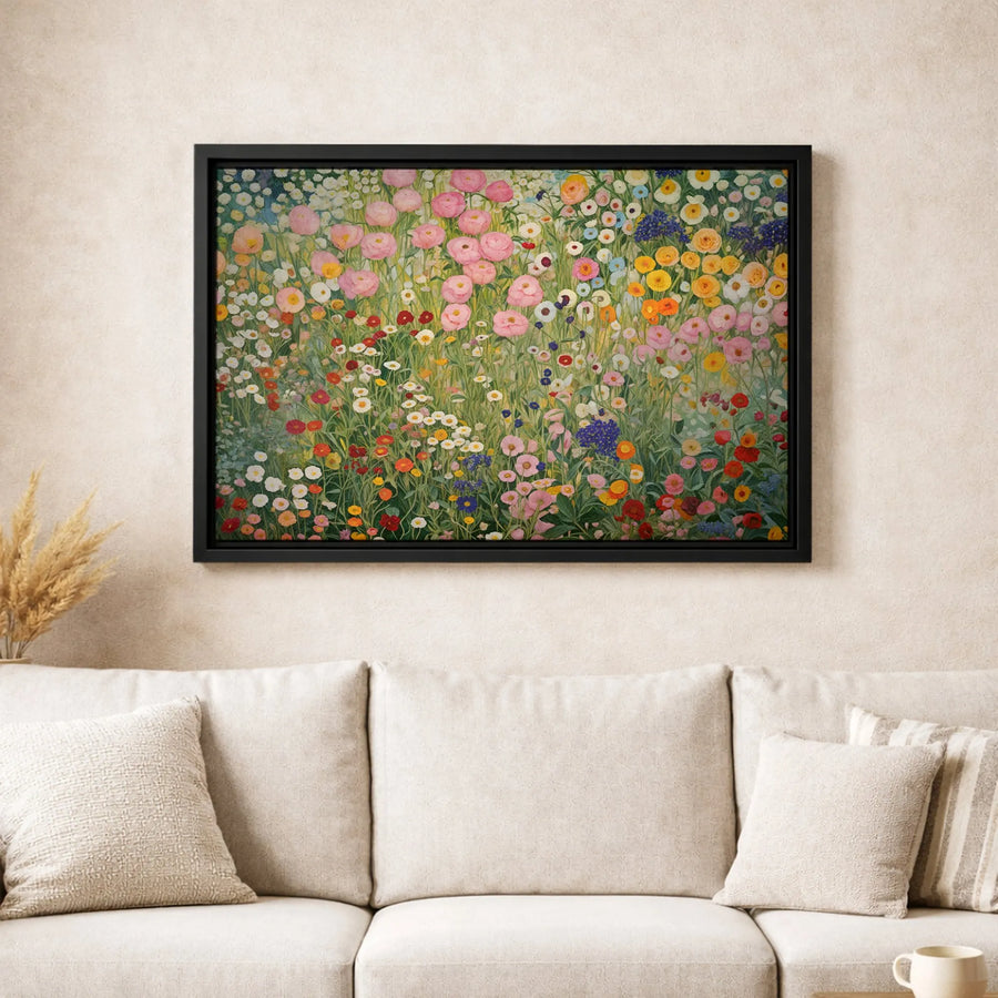 Wildflower Meadow Canvas Wall Art | Colorful Floral Landscape Painting | Premium Gallery-Wrapped Print | Botanical Home Decor Gift