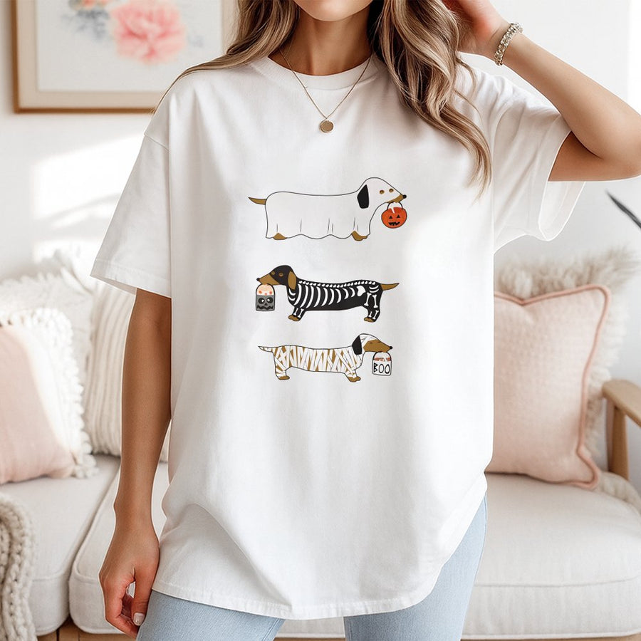 Dachshund Halloween T-Shirt | Funny Costume Wiener Dog Graphic | 100% Cotton Premium Tee | Cute Dog Lover Gift