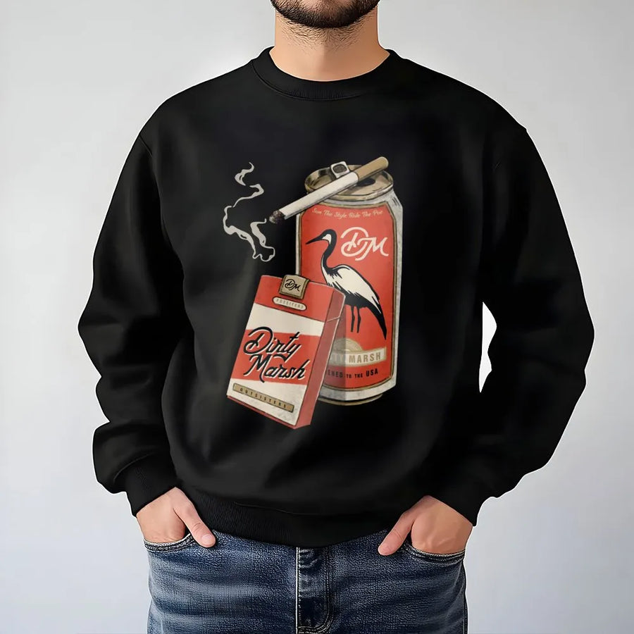 Dirty Marsh Graphic Sweatshirt | Retro Hunting Aesthetic Apparel | Premium Cotton-Blend Comfort | Unique Gift for Outdoorsmen and Nature Lovers