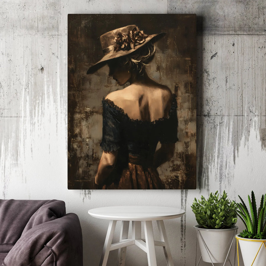 Elegant Woman Portrait Canvas Wall Art | Vintage Oil Painting Style | Premium Gallery Wrap 1.25" Profile | Sophisticated Home Decor Gift