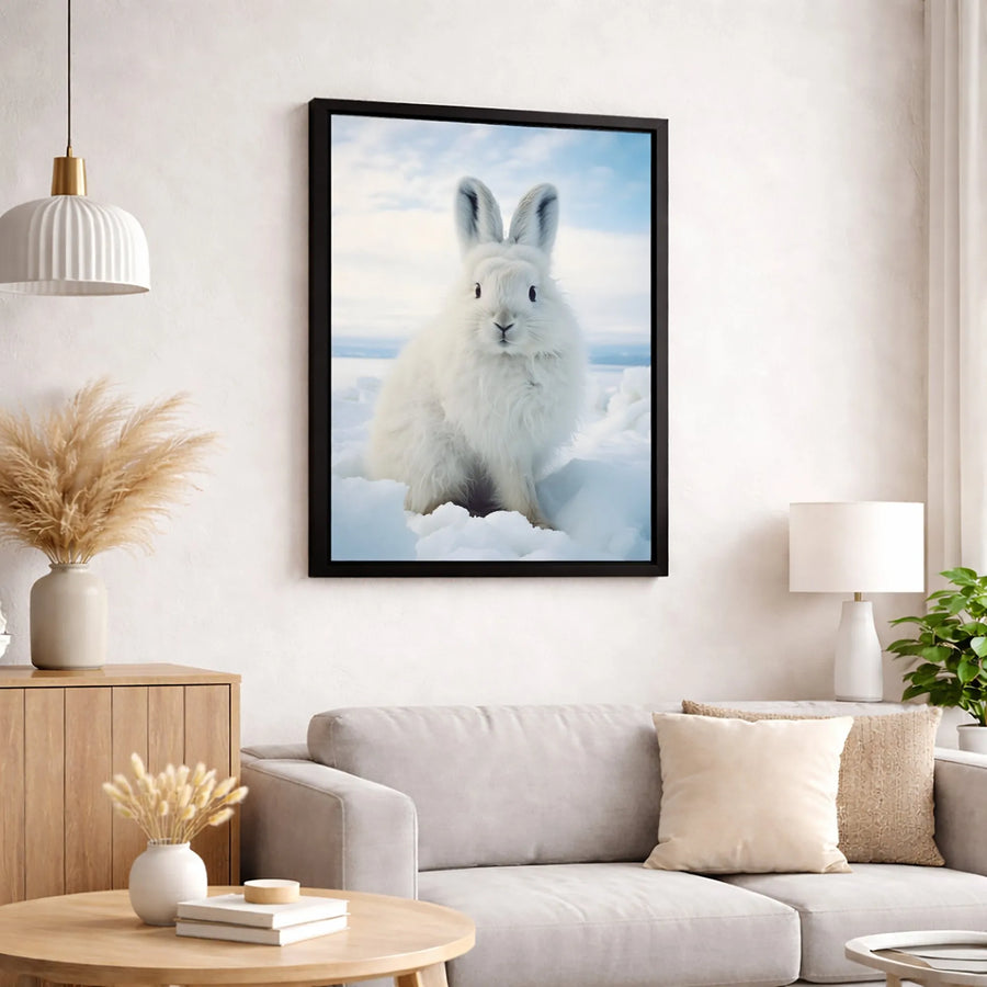 Arctic Hare Canvas Wall Art | Snowy Winter Animal Portrait | Gallery-Quality 1.25-Inch Profile | Minimalist Wildlife Home Decor Gift