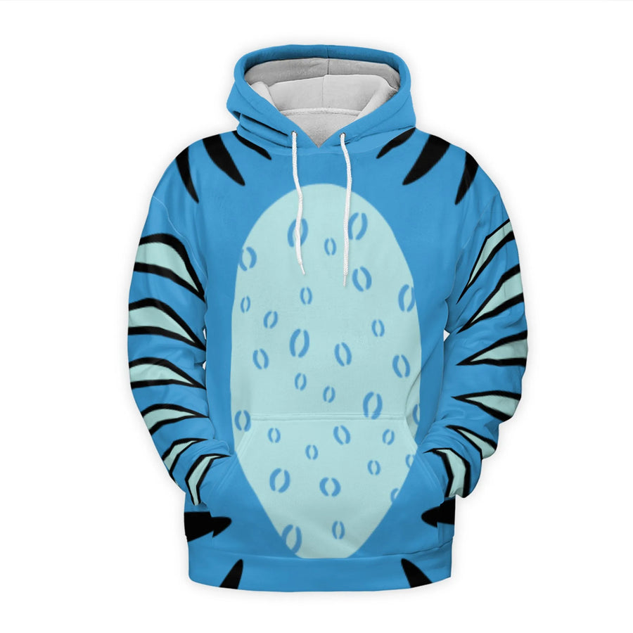 Blue Tiger Cosplay Hoodie | Animal Costume 3D Graphic Sweatshirt | Premium Brushed Fleece Knit | Unisex Fun Gift for Adults