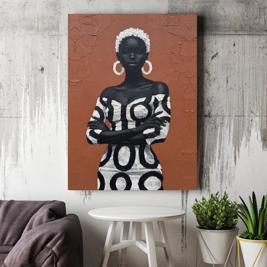 Black Woman Art Canvas Wall Art | Textured Abstract Portrait Print | Premium Gallery Wrap Canvas | Modern Home Decor Gift