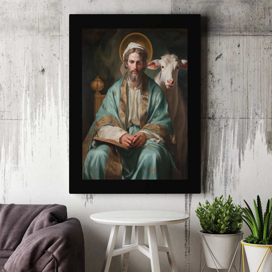 Saint Luke the Evangelist Canvas Wall Art | Classic Religious Portrait Print | Premium Gallery Wrapped Canvas | Christian Home Decor Gift