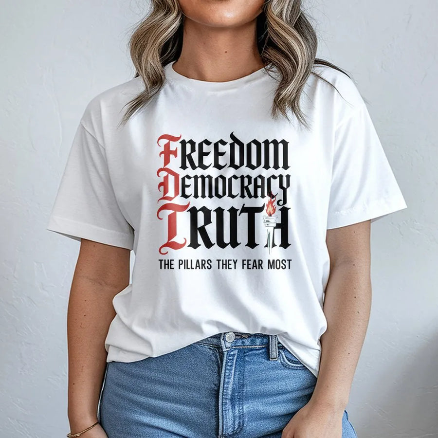 Freedom Democracy Truth T-Shirt | Patriotic Activist Statement Design | Premium Soft Cotton | Protest Gift for Social Justice Advocates