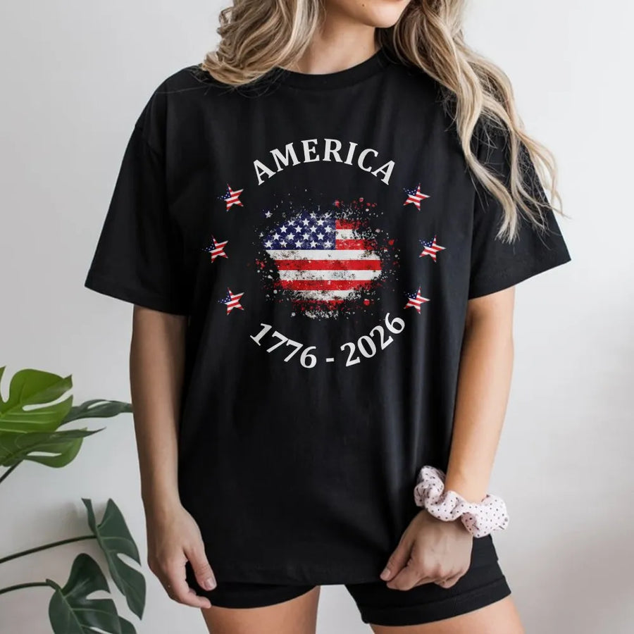 America 250th Anniversary T-Shirt | Distressed USA Flag 1776-2026 Design | Premium Comfort Colors Cotton | Patriotic 4th of July Gift for Men & Women