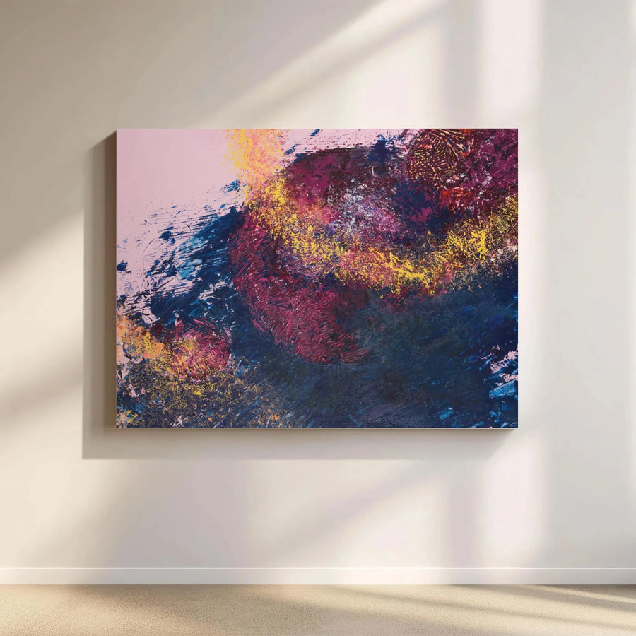 Abstract Canvas Wall Art | Vibrant Textured Painting Print | Premium Gallery Wrapped Canvas | Modern Living Room Decor Gift
