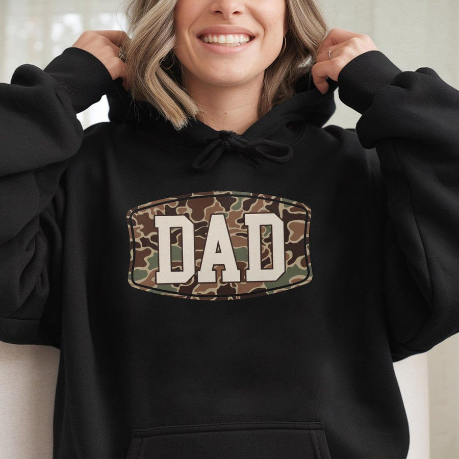 Camo Dad Hoodie | Military Style Graphic Print | Soft Cotton-Poly Blend | Perfect Father's Day 2026 Gift for Men