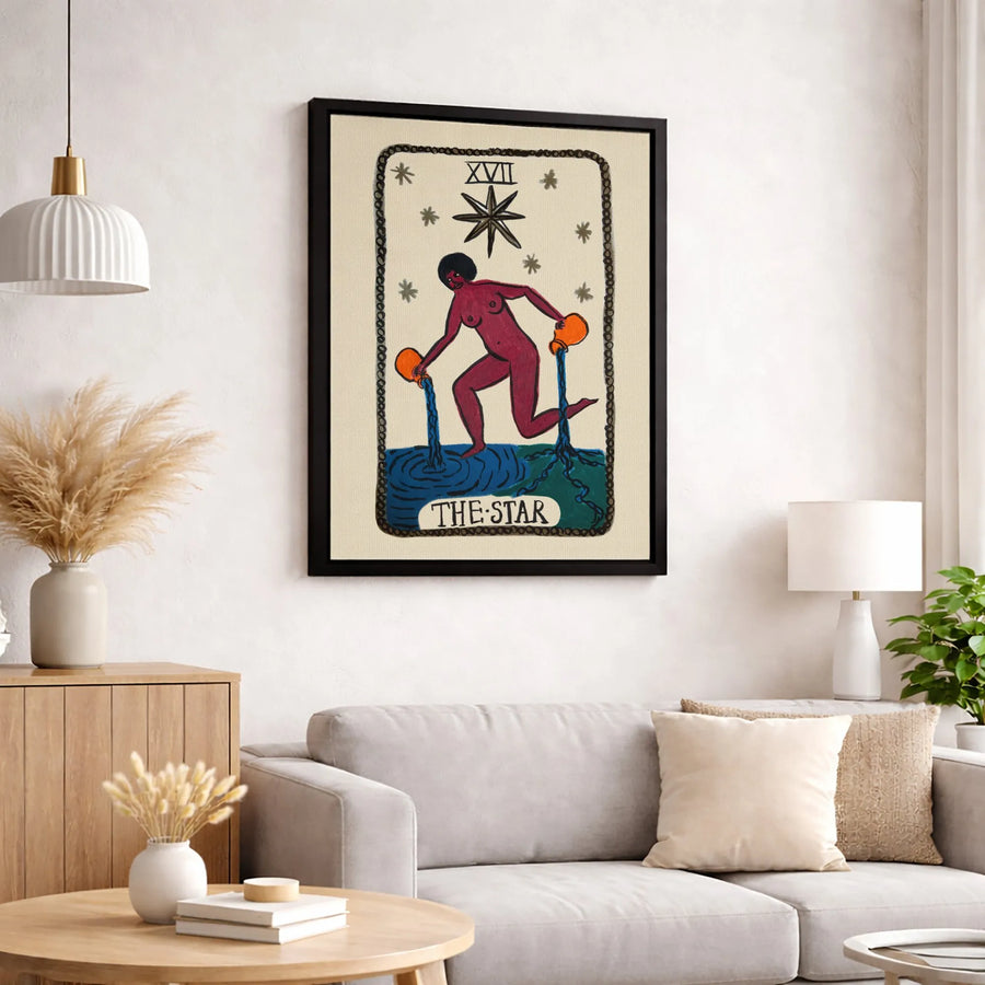 The Star Tarot Card Wall Art | Black Woman Spiritual Poster | Gallery-Quality Canvas Print | Witchy Home Decor Gift for Her