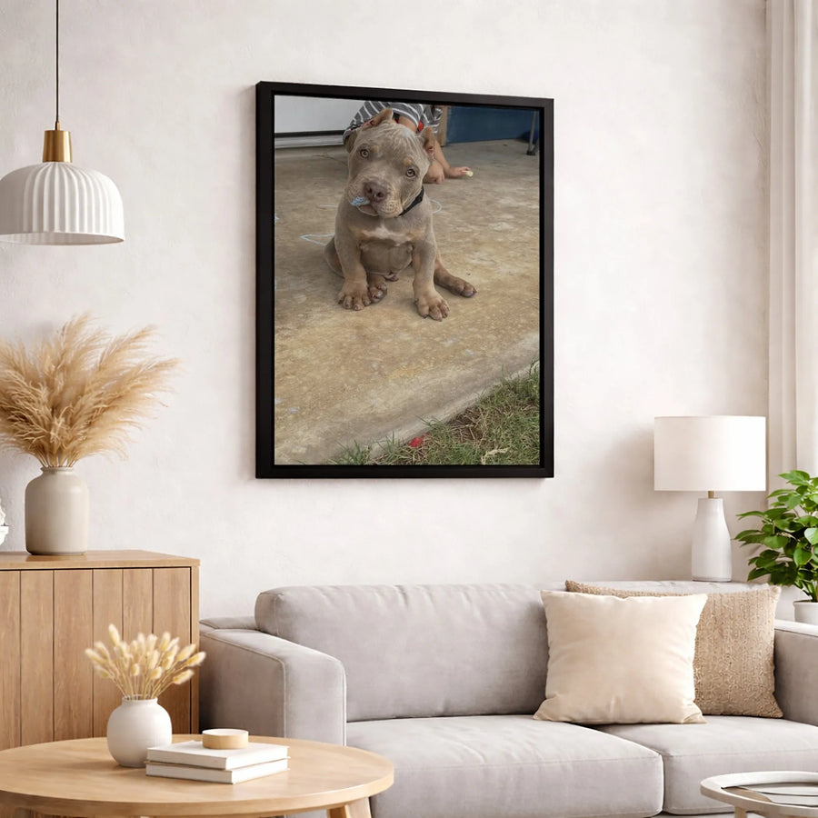 American Bully Puppy Wall Art | Adorable Pitbull Dog Photography | 1.25" Premium Gallery Wrapped Canvas | Home Decor Gift for Dog Lovers