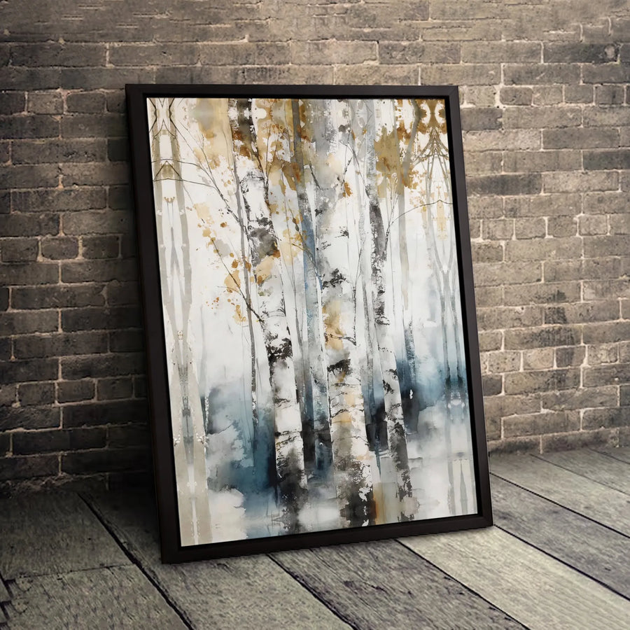 Birch Tree Forest Canvas Wall Art | Abstract Watercolor Nature Print | Gallery-Quality 1.25" Profile | Modern Minimalist Home Decor Gift