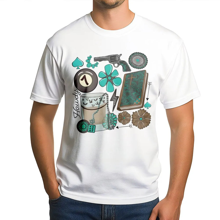 Western Cowgirl T-Shirt | Turquoise Boho Rodeo Graphic | Premium Cotton Unisex Tee | Country Music Festival Gift for Her