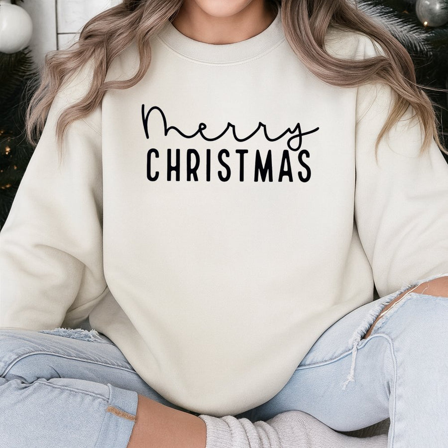 Merry Christmas Sweatshirt | Minimalist Holiday Typography | Premium Cotton Blend | Cozy Festive Gift for Women and Men