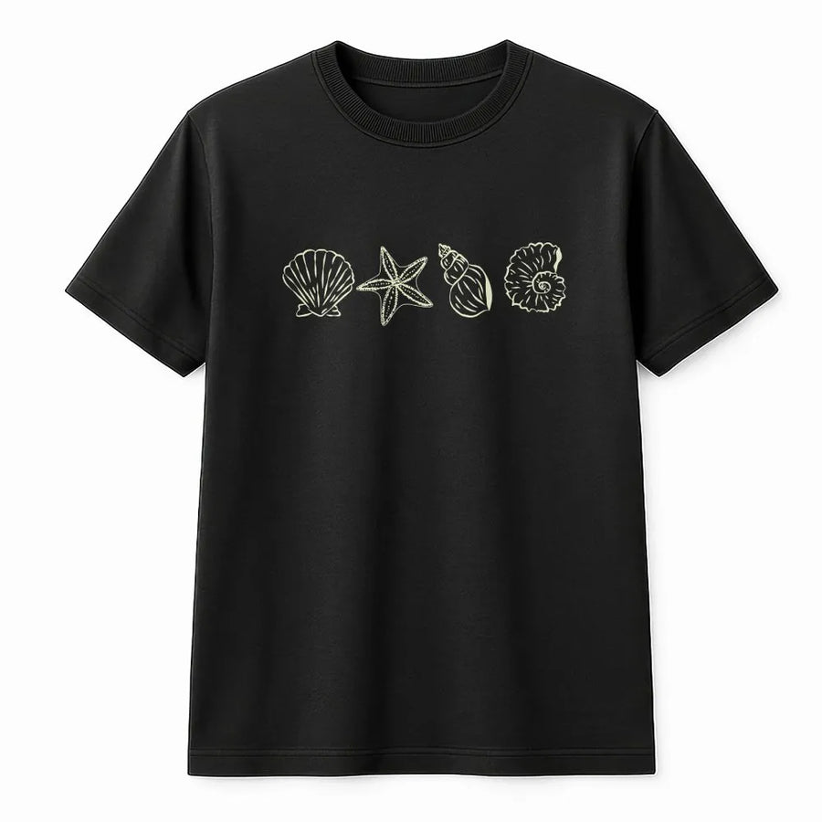 Coastal Seashell T-Shirt | Minimalist Beach Graphic Line Art | Premium Cotton-Blend Sweatshirt | Gift for Ocean Lovers