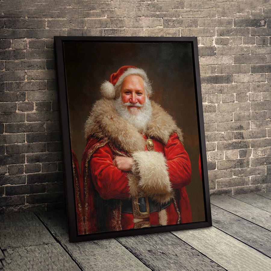 Santa Claus Wall Art | Vintage Oil Painting Style Portrait | Gallery-Wrapped Premium Canvas | Classic Christmas Home Decor Gift for Holidays