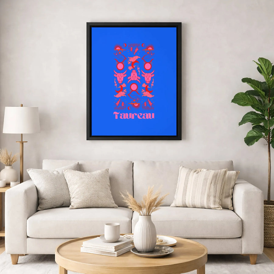 Taurus Zodiac Wall Art | Taureau Astrology Poster | Gallery Quality 1.25-inch Canvas Print | Celestial Home Decor Gift for Her