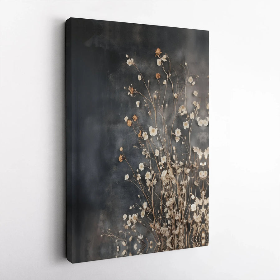 Moody Botanical Canvas Art | Delicate Dried Wildflower Print | Premium Matte Canvas | Minimalist Home Decor Gift