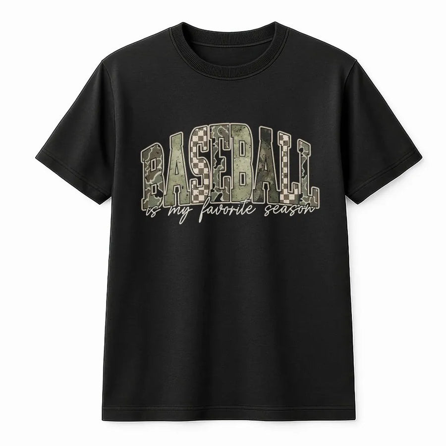Baseball Mama T-Shirt | 'My Favorite Season' Camo Graphic Sweatshirt | Soft Cotton-Blend | Game Day Gift for Sports Mom