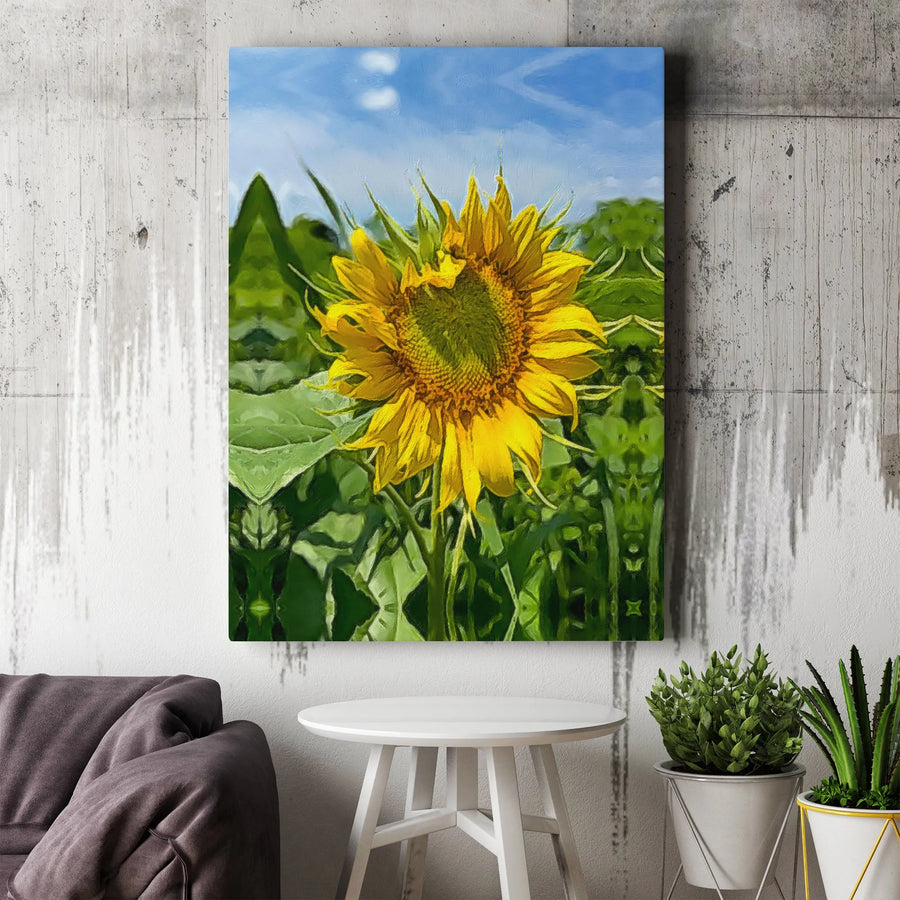 Sunflower Canvas Wall Art | Vibrant Botanical Painting Print | Premium Gallery Wrapped Canvas | Modern Farmhouse Living Room Decor Gift