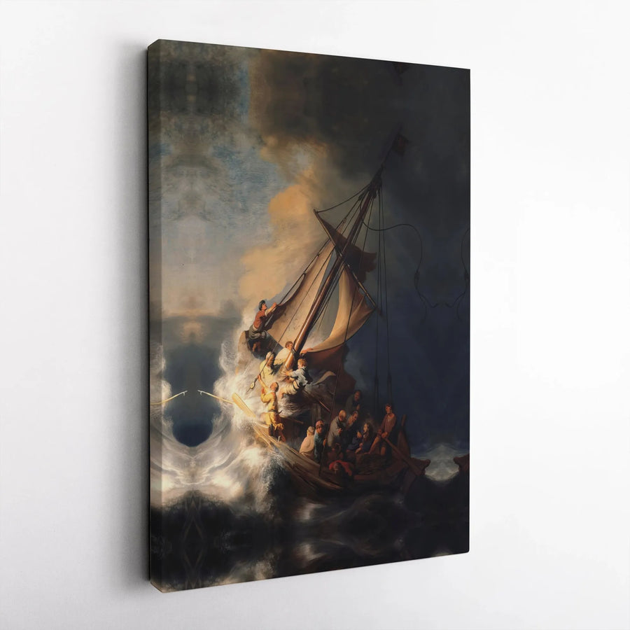 Rembrandt Storm on the Sea of Galilee Canvas Print | Biblical Wall Art with Jesus Calming the Storm | Premium Fade-Resistant Canvas | Christian Home Decor Collector's Gift