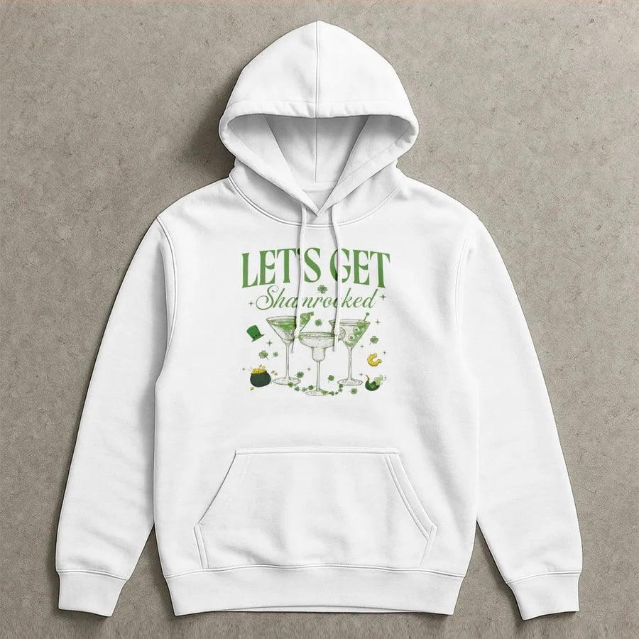 Lets Get Shamrocked Hoodie | Funny St Patricks Day Drinking Graphic | Premium Cotton Blend | Unisex Irish Party Gift For Him And Her