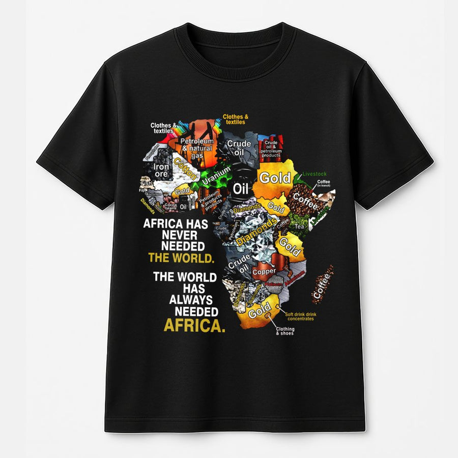 Africa Map T-Shirt | Resource Wealth Design | 100% Cotton Premium Tee | Pan-African Pride Gift for Men and Women