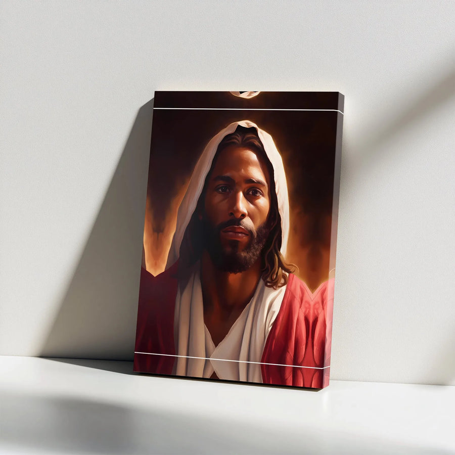 Black Jesus Canvas Wall Art | Modern Christian Portrait | Gallery-Quality Print | Inspirational Christian Gift for Home Decor