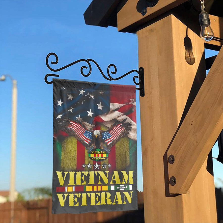 Vietnam Veteran Garden Flag | Patriotic Eagle American Flag Design | Weather-Resistant Polyester | Military Retirement Gift for Veterans