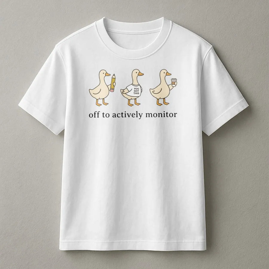 Funny Teacher Testing T-Shirt | Off To Actively Monitor Goose Graphic | Premium Cotton-Blend Sweatshirt | Appreciation Gift for Test Coordinator
