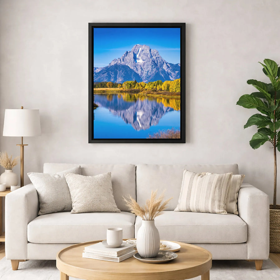 Grand Teton National Park Canvas Wall Art | Mount Moran Oxbow Bend Autumn Scenery | Gallery-Wrapped Premium Print | Nature Gift For Mountain Lovers