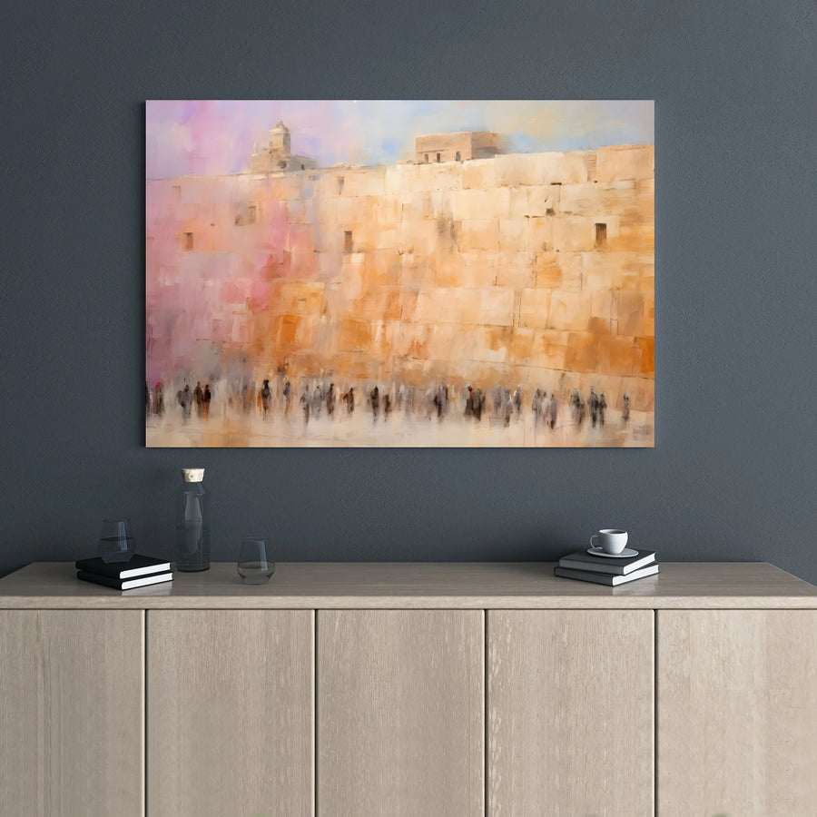Western Wall Canvas Art | Abstract Jerusalem Wailing Wall Painting | Gallery Wrapped Premium Print | Religious Home Decor & Spiritual Gift