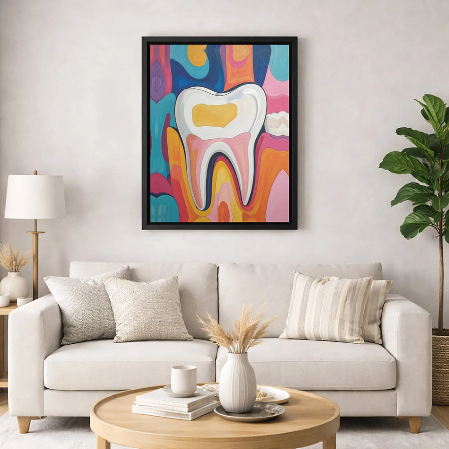 Molar Tooth Canvas Wall Art | Colorful Abstract Dentist Decor | Premium Gallery Wrap Print | Perfect Gift for Dental Hygienist Office