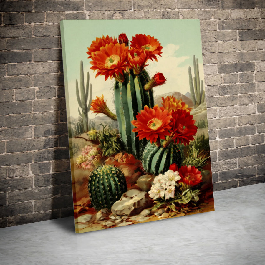 Vintage Cactus Canvas Print | Desert Botanical Illustration | Thick Gallery Wrapped Canvas | Southwestern Wall Decor Gift