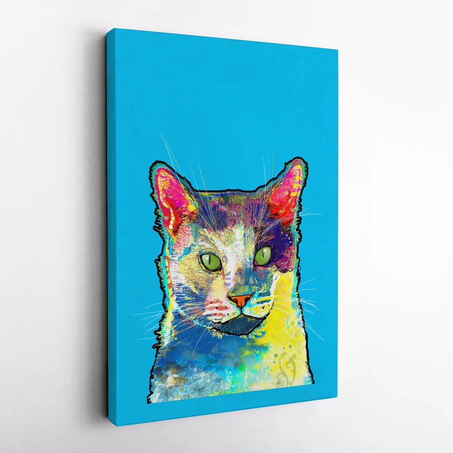 Colorful Cat Pop Art Canvas Print | Abstract Feline Wall Decor | Premium 1.25-Inch Gallery Wrap | Unique Modern Gift for Pet Lovers